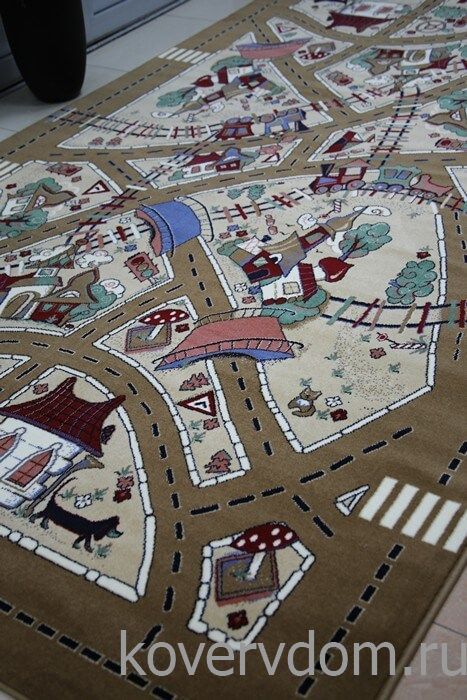 Детский ковер Веселые дорожки светло-коричневый Детский ковер Веселые дорожки светло-коричневый