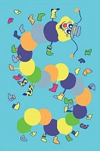 Разноцветный круглый ковер детский FUNKY TOP IWO azure