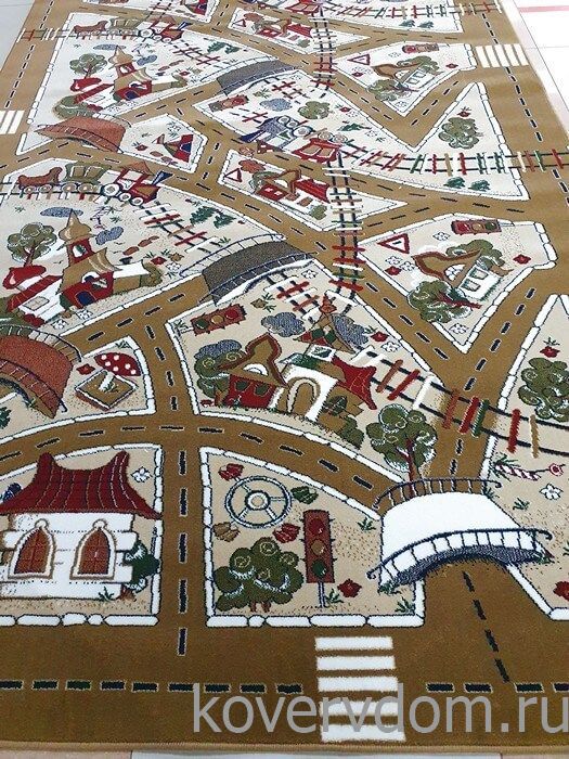 Детский ковер Веселые дорожки светло-коричневый Детский ковер Веселые дорожки светло-коричневый