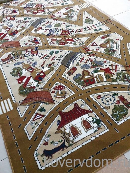 Детский ковер Веселые дорожки светло-коричневый Детский ковер Веселые дорожки светло-коричневый