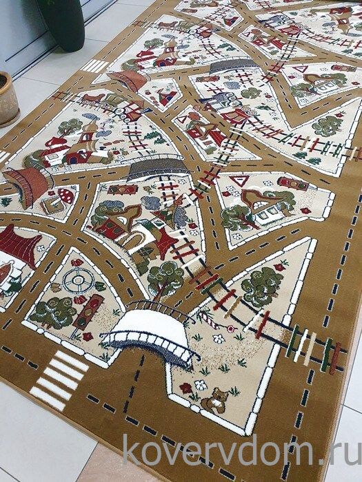 Детский ковер Веселые дорожки светло-коричневый Детский ковер Веселые дорожки светло-коричневый