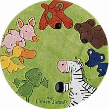 Круглый ковер детский зеленый ручной работы Die Lieben Sieben 2195-01 круг