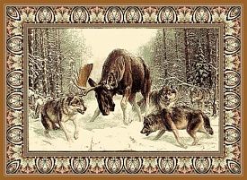 Овальный ковер Фауна 50895 Охота на лося