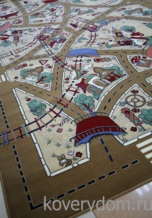 Детский ковер Веселые дорожки светло-коричневый Детский ковер Веселые дорожки светло-коричневый