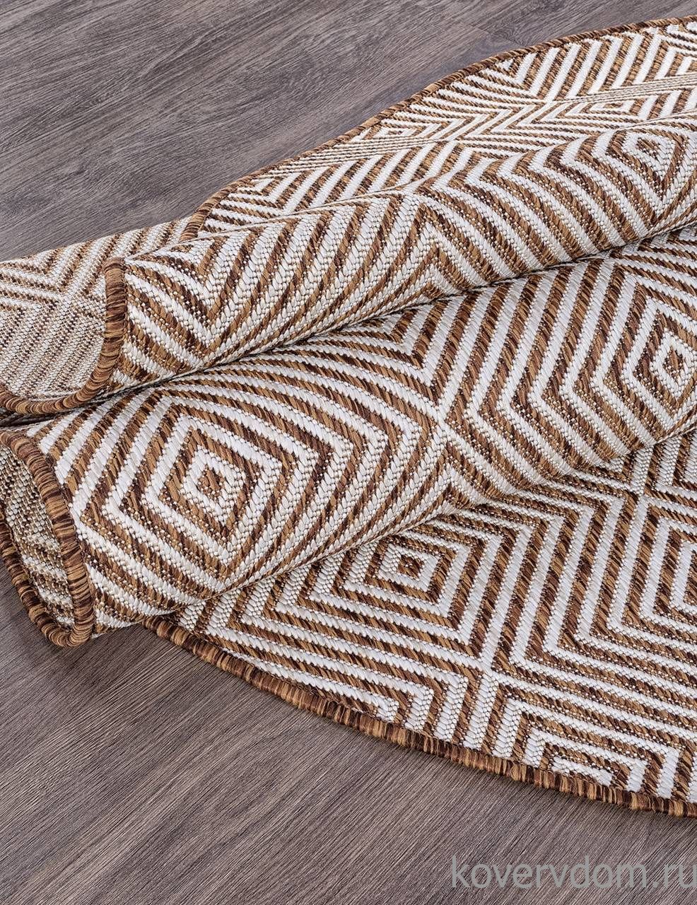 Ковер циновка VEGAS S006 CREAM-BROWN Овал